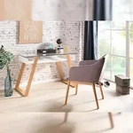 SalesFever Schreibtisch 110 x 55 cm| Glasplatte | furniertes Eichenholz | B 110...