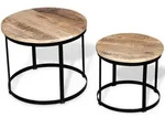 vidaXL Zweiteiliges Couchtisch-Set Raues Mangoholz Rund 40cm/50cm