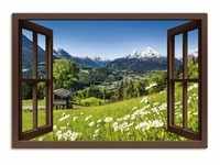 ARTland Leinwandbilder Wandbild Bild auf Leinwand Fensterblick Bayerischen Alpen
