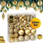 Deuba Casaria Weihnachtskugeln Weihnachtsbaumkugeln gold 103 tlg.