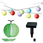 Lumineo LED Solar Lichterkette Lampions 4,5m Nylon Bunt / Kaltwei&szlig;