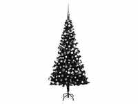 vidaXL Künstlicher Weihnachtsbaum mit LEDs & Kugeln Schwarz 180cm PVC