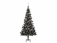 vidaXL Künstlicher Weihnachtsbaum mit LEDs & Kugeln Schwarz 210cm PVC