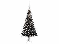 vidaXL Künstlicher Weihnachtsbaum mit LEDs & Kugeln Schwarz 150cm PVC