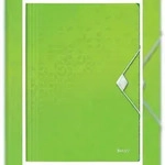 LEITZ Eckspanner WOW A4, gr&uuml;n. 3 seitliche Klappen, Gummizugverschluss, F&uuml;llmenge:
