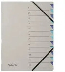 Pagna Eckspann-Ordnungsmappe Easy Grey, 12 F&auml;cher, grau, blaue Taben, Beschriftung: