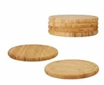 Relaxdays Fr&uuml;hst&uuml;cksbrettchen 6er Set, Bambus, rund, 25 cm, K&uuml;chenbrett,