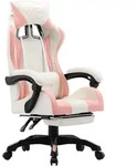 vidaXL Gaming-Stuhl mit Fu&szlig;st&uuml;tze Rosa und Wei&szlig; Kunstleder
