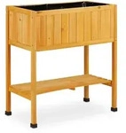 Relaxdays Hochbeet Holz, Pflanzbeet auf Stelzen, HBT: 80,5 x 74 x 38 cm, Garten,