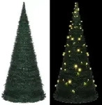 vidaXL K&uuml;nstlicher Pop-Up-Weihnachtsbaum mit Beleuchtung Gr&uuml;n 210 cm