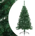 vidaXL K&uuml;nstlicher Halber Weihnachtsbaum mit St&auml;nder Gr&uuml;n 150 cm PVC