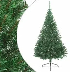 vidaXL K&uuml;nstlicher Halber Weihnachtsbaum mit St&auml;nder Gr&uuml;n 210 cm PVC