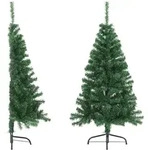 vidaXL K&uuml;nstlicher Halb-Weihnachtsbaum mit St&auml;nder Gr&uuml;n 120 cm PVC