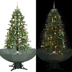 vidaXL Schneiender Weihnachtsbaum mit Schirmfu&szlig; Gr&uuml;n 170 cm
