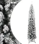 vidaXL K&uuml;nstlicher Weihnachtsbaum Schlank mit Schnee Gr&uuml;n 240 cm PVC