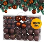 Casaria Weihnachtskugeln Christbaumkugeln 100tlg. - braun