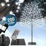 Monzana Deuba Kirschbl&uuml;tenbaum 180 cm 200 LED kaltwei&szlig; Fernbedienung
