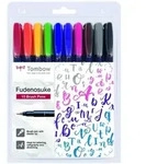 Tombow Set mit 10 Kalligrafie-Filzstiften Fudenosuke, elastische Spitze, Tinte...