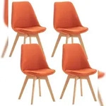 CLP 4er Set Esszimmerstuhl Linares orange/Stoff