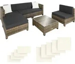 tectake Rattan Lounge mit Aluminiumgestell inkl. Bez&uuml;ge in 2 Farben Natur
