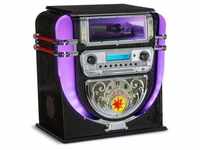 Graceland Mini Jukebox CD-Player Plattenspieler DAB+/FM-Radio LED Schwarzes Holz