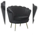 SalesFever Muschel-Sessel | Bezug Samt-Stoff | Gestell Metall goldfarben | B 78 x T
