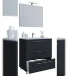 VCM Badm&ouml;bel Waschtisch Badinos Schwarz H. 143 x B. 60 x T. 46 cm