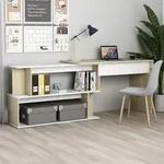 vidaXL Eckschreibtisch Wei&szlig; Sonoma-Eiche 200x50x76 cm Spanplatte