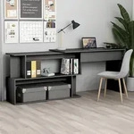 vidaXL Eckschreibtisch Grau 200x50x76 cm Spanplatte