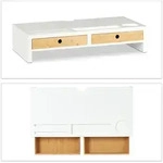 Relaxdays Monitorst&auml;nder, 2 Schubladen, PC Erh&ouml;hung f&uuml;r Schreibtisch, Bambus &