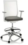 Arbeitsstuhl / Counterstuhl ASPEN WORK W Netzstoff transparent / Sitz Stoff grau hjh