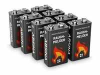 ABSINA 8x Rauchmelder Batterie 9V Block - Alkaline Batterien Blockbatterien für