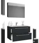 VCM Badm&ouml;bel Waschtisch Badinos Schwarz H. 109 x B. 80 x T. 46 cm