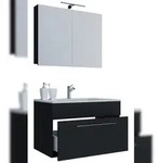 VCM Badm&ouml;bel Waschtisch Badinos Schwarz H. 109 x B. 60 x T. 46 cm