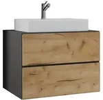 VCM Badm&ouml;bel Waschtisch Lendas Anthrazit / Honig-Eiche H. 52 x B. 80 x T. 52 cm