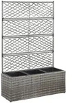 vidaXL Hochbeet mit Rankgitter 3 T&ouml;pfe 83&times;30&times;130cm Poly Rattan Grau