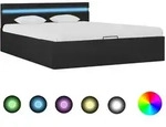 vidaXL Bett mit Bettkasten Hydraulisch LED Dunkelgrau Stoff 140x200 cm