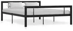 vidaXL Bettgestell Schwarz und Wei&szlig; Metall 160&times;200 cm