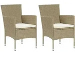 vidaXL Garten-Essst&uuml;hle 2 Stk. Poly Rattan Beige