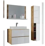 VCM Badm&ouml;bel Waschtisch Lendas Honig-Eiche / Wei&szlig; H. 150 x B. 80 x T. 51 cm