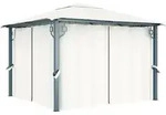 vidaXL Pavillon mit Vorh&auml;ngen 300 x 300 cm Creme Aluminium