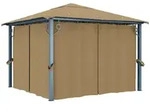 vidaXL Pavillon mit Vorhang 300x300 cm Taupe Aluminium