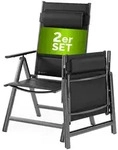 CASARIA&reg; Alu Gartenst&uuml;hle 2er Set Gepolstert 8-Fach Verstellbar Anthrazit