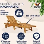 CASARIA&reg; Sonnenliege Tami Sun Akazien Holz verstellbar Tisch Liege 2er Set