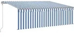vidaXL Markise Automatisch mit Rollo LED Windsensor 4,5x3 m Blau Wei&szlig;