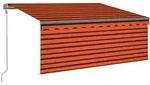 vidaXL Markise Automatisch Einziehbar mit Volant 3,5x2,5m Orange Braun
