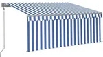vidaXL Markise Automatisch Einziehbar mit Volant 3,5x2,5 m Blau & Wei&szlig;