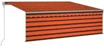 vidaXL Markise Automatisch mit Rollo LED Windsensor 4x3 m Orange Braun