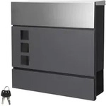 ECD Germany Briefkasten Anthrazit/Silber 37 x 10,5 x 36,5 cm Edelstahl, mit