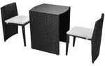 vidaXL 3-tlg. Bistro-Set mit Auflagen Poly Rattan Schwarz
